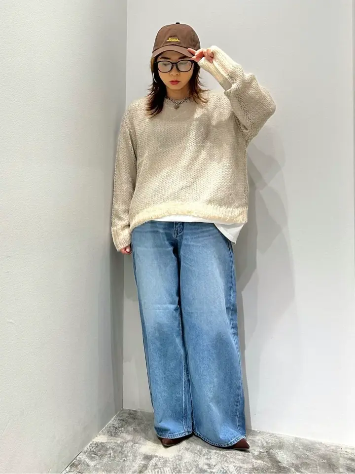 モヘアライク配色ニットプルオーバー/AMERICAN HOLIC モヘアライク配色ニットプルオーバー/AMERICAN HOLIC