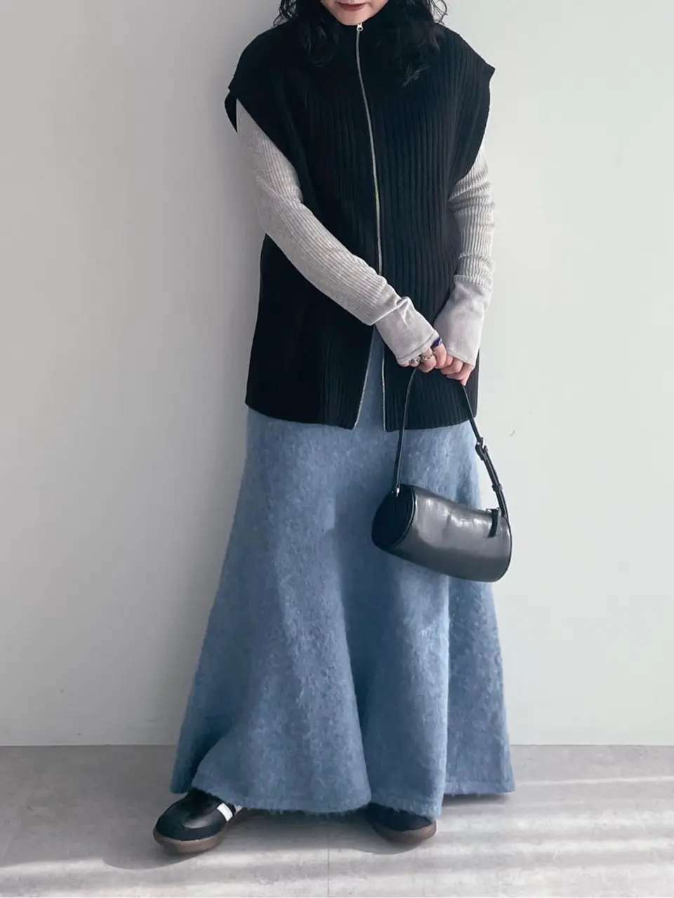 Andrea&Co フロントジップベスト+スカート(2set) AUBREY】[SET]膨れジャガードフロントジップベスト+膨れジャガード