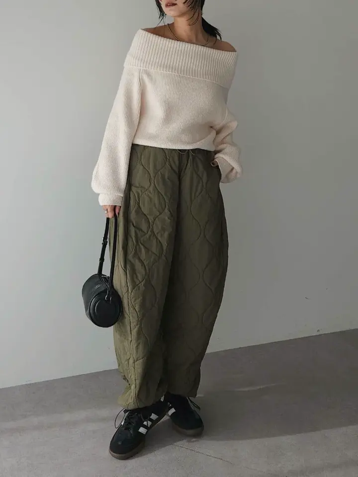 anuan新品未使用　試着のみ　ダークグレー オフショルダー ニットセーター セール】ラクーンミックスオフショルニットプルオーバー（ニット