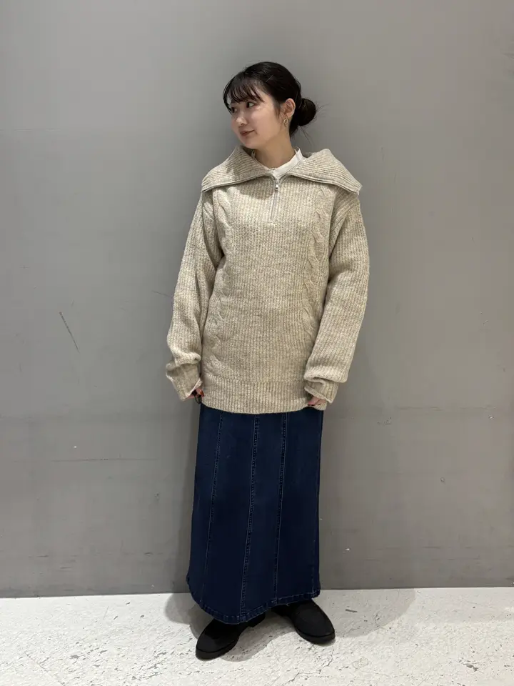 洗える/ハーフジップローゲージニットチュニック/CRAFT STANDARD