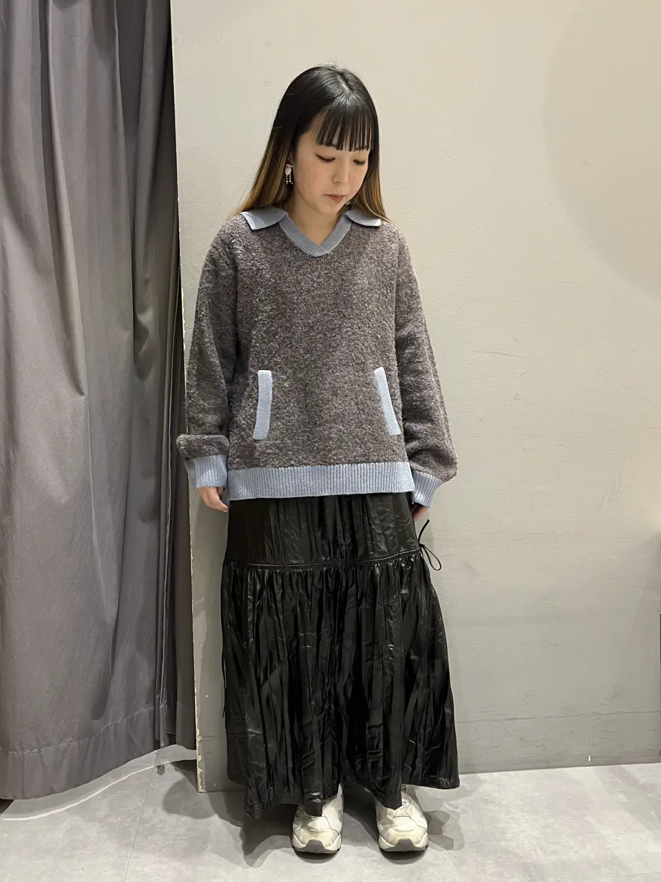 洗える/配色Vネックニットプルオーバー/CRAFT STANDARD BOUTIQUE