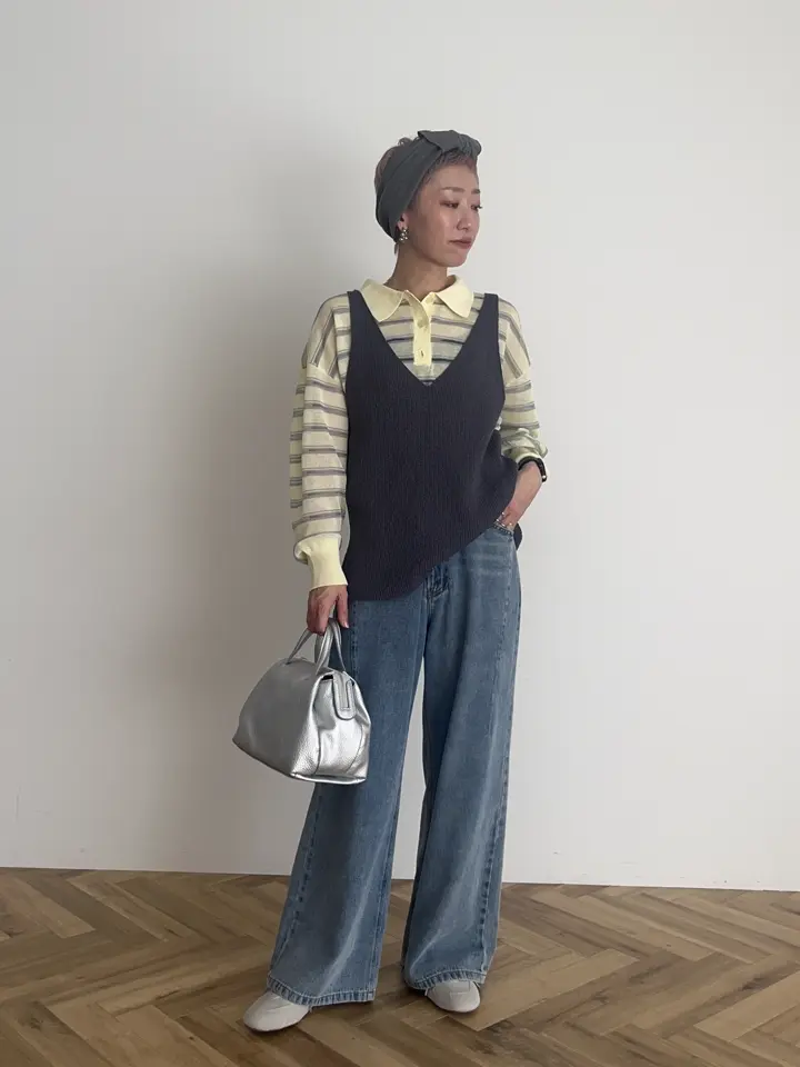 シアーボーダーポロ衿ニットプルオーバー/CRAFT STANDARD BOUTIQUE