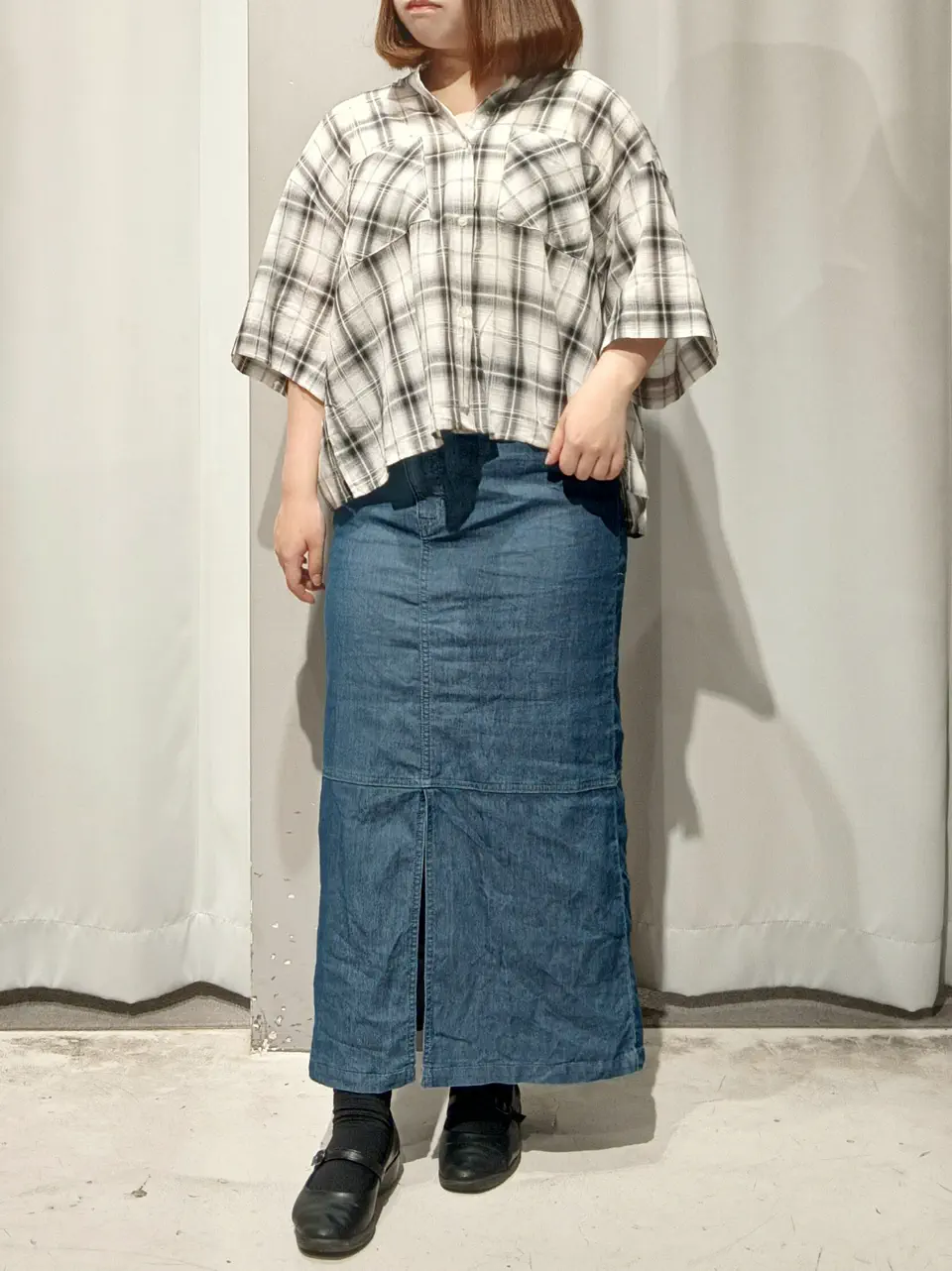 接触冷感/吸水速乾 アシンメトリーデニムスカート/CRAFT STANDARD