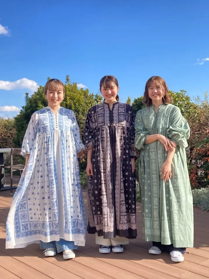 インド綿パネル柄ウエスト切り替えボリュームワンピース/CRAFT