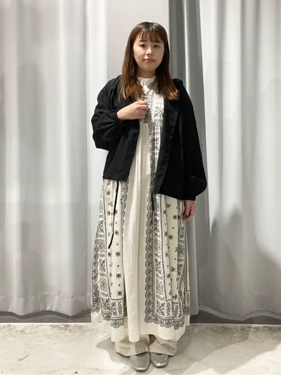 インド綿パネル柄ウエスト切り替えボリュームワンピース/CRAFT