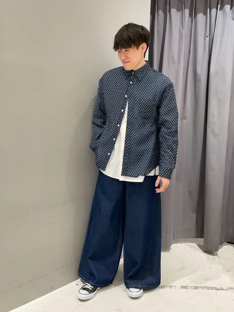 24SS✨ STUMBLY スタンブリー リネンデニムタックワイドパンツ ブルー 24SS✨ STUMBLY スタンブリー リネンデニムタックワイドパンツ ブルー