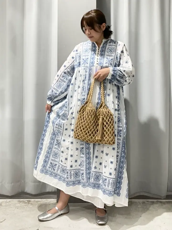 ≪USED≫インド綿パネル柄ウエスト切り替えボリュームワンピース/CRAFT