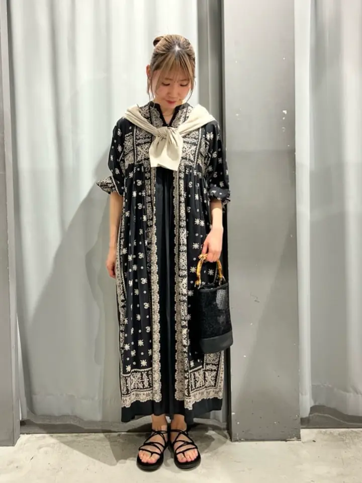 インド綿パネル柄ウエスト切り替えボリュームワンピース/CRAFT