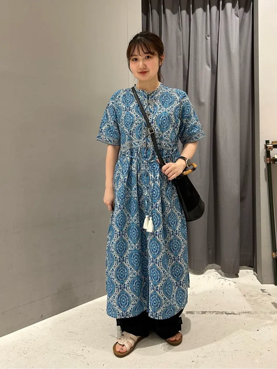 インド綿ワンピース　鳥柄 インド綿ワンピース 鳥柄