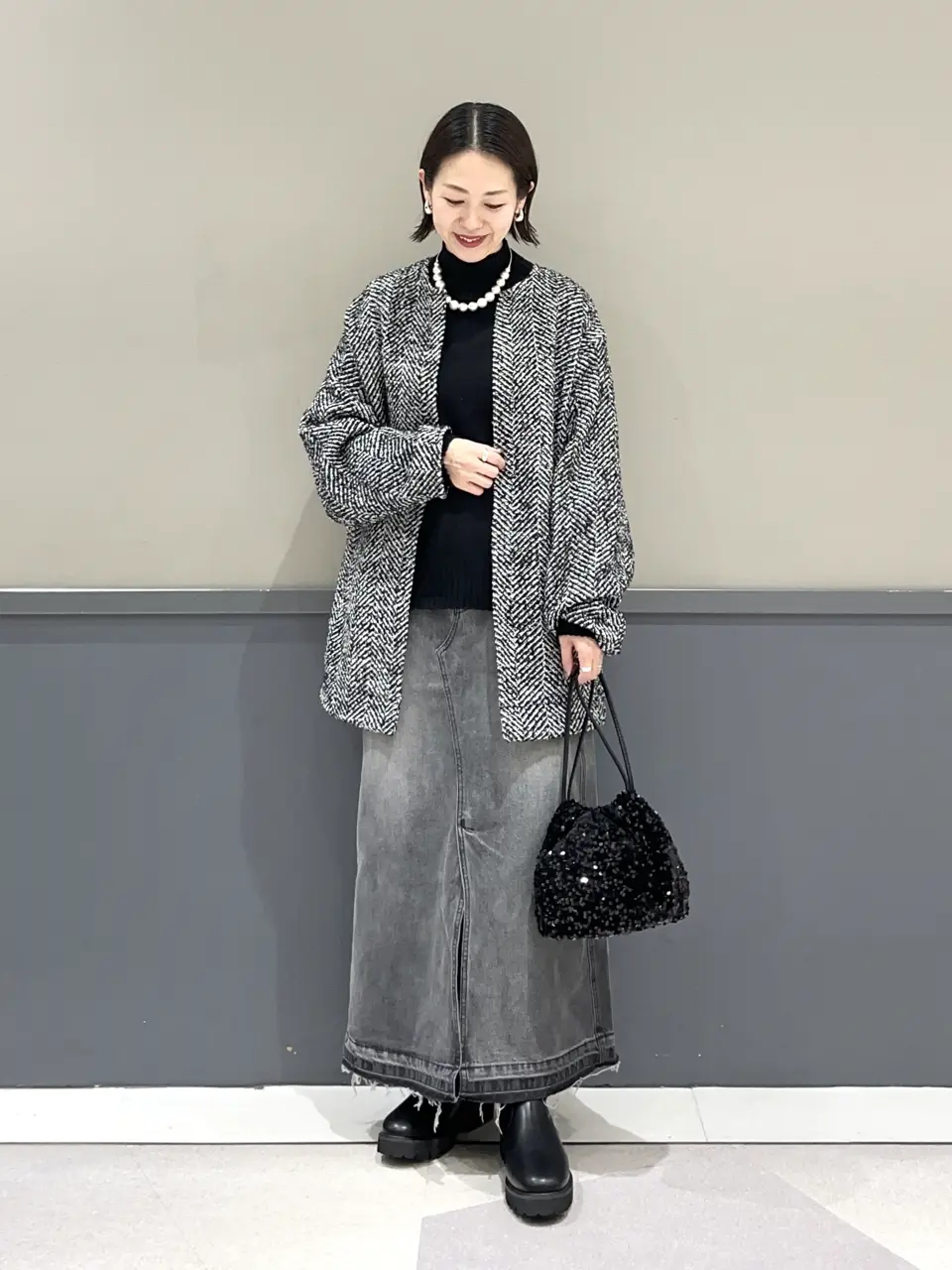 イェッカ ヴェッカ（YECCA VECCA）/【TEVALT】ヘリンボンツイードコーディガン TEVALT】ヘリンボンツイードコーディガン/YECCA VECCA（イェッカ