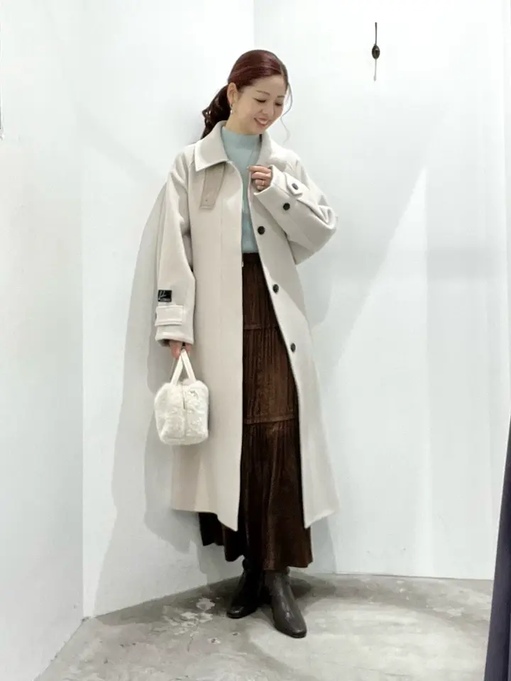 ウール混ステンカラーロングコート/YECCA VECCA（イェッカ ヴェッカ