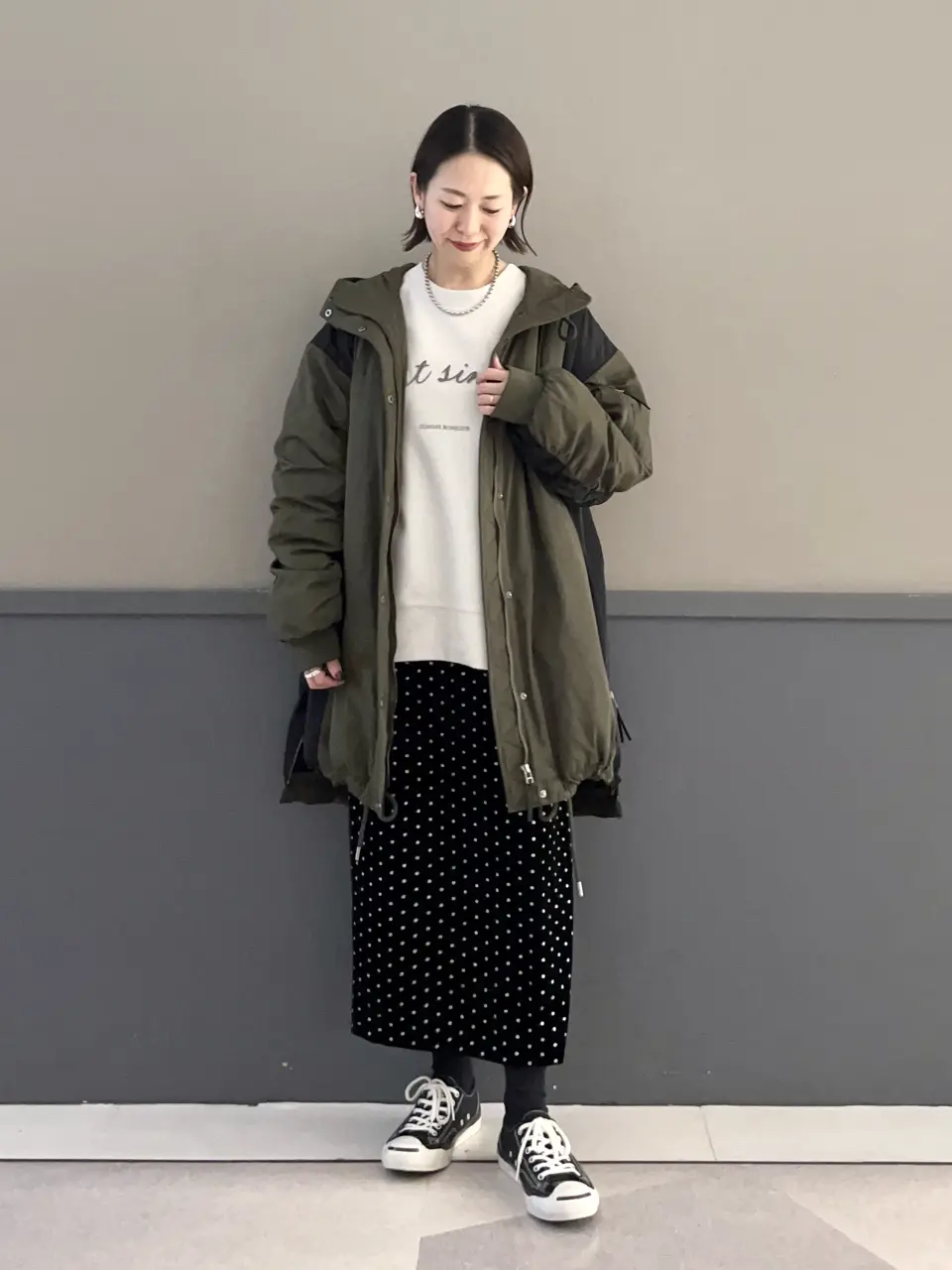 グリッタードットベロアナロースカート/YECCA VECCA（イェッカ