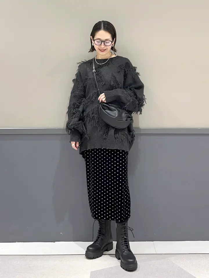 グリッタードットベロアナロースカート/YECCA VECCA（イェッカ