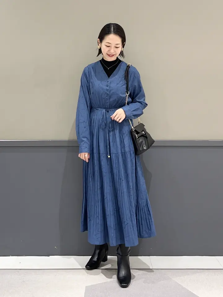 美品　エポカ　ボタニカル　ロングワンピース　プリーツ ラインボタニカル柄プリーツワンピース/YECCA VECCA（イェッカ