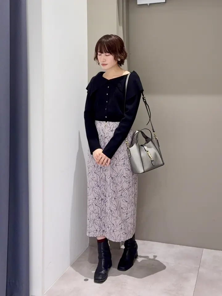 小松様用2点　フラワービジュニット&amp;ストレッチスエードスカート 2SET】バイカラーニット×スエードライクスカートセット / ANY