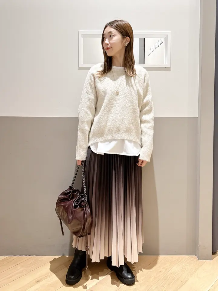 追加生産>>グラデーションラインプリーツスカート/YECCA VECCA