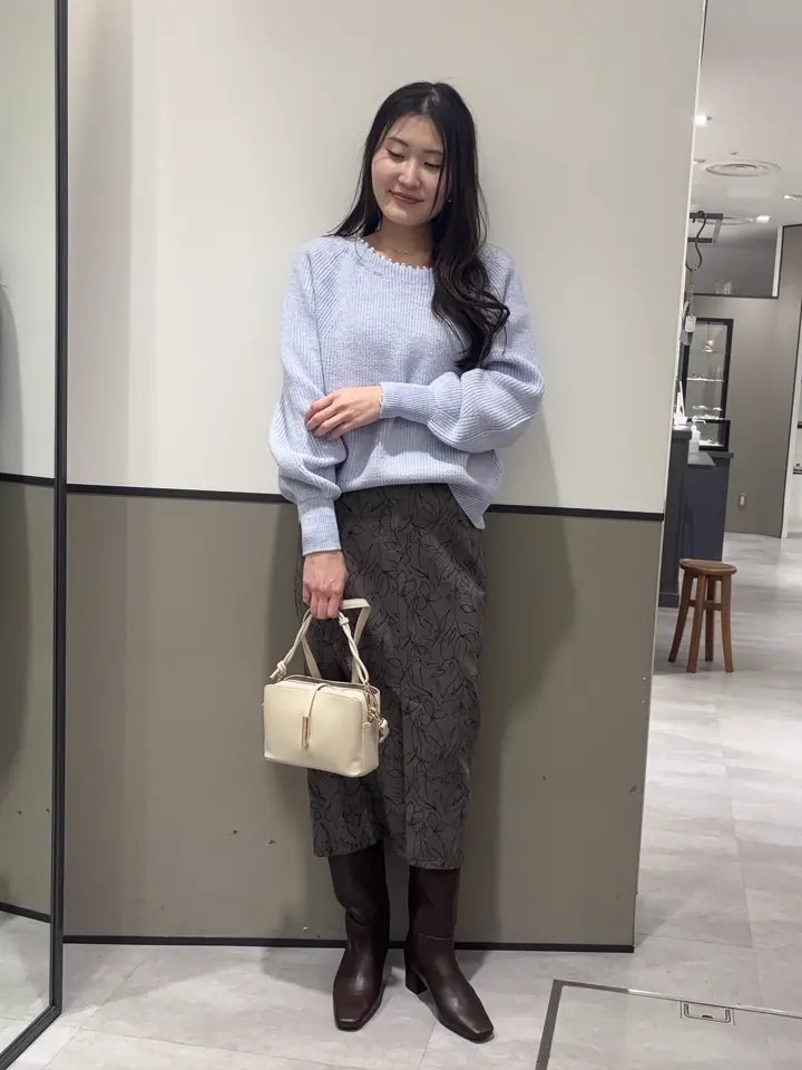 小松様用2点　フラワービジュニット&ストレッチスエードスカート ラインフラワー柄フェイクスエードスカート/YECCA VECCA（イェッカ