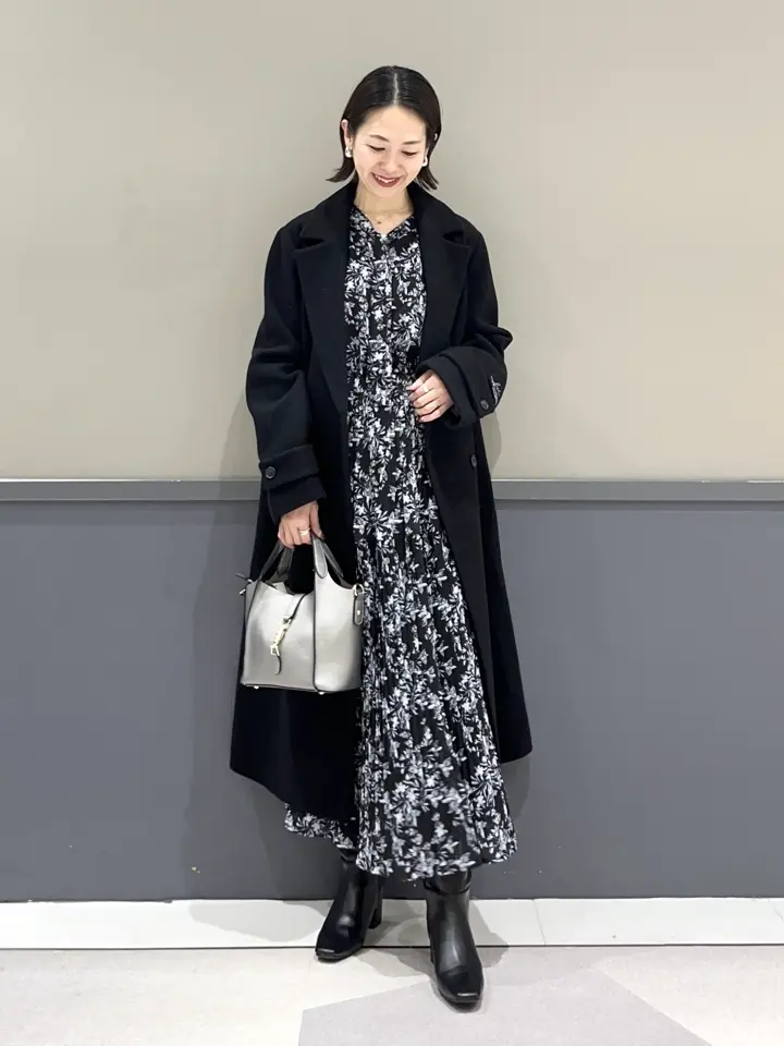 ボタニカル柄ボウタイプリーツワンピース/YECCA VECCA（イェッカ