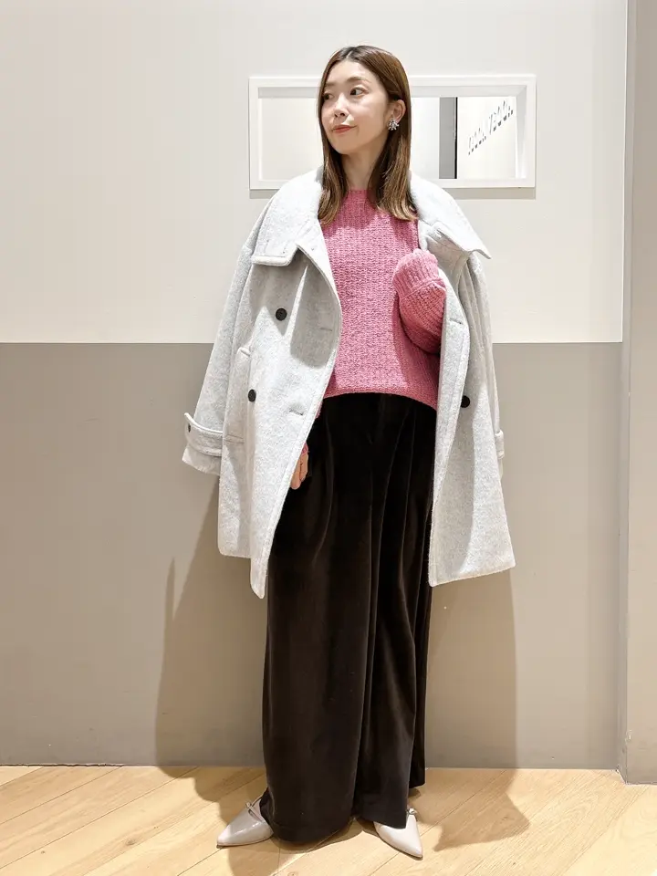 ウール混ミドル丈スタンドカラーコート/YECCA VECCA（イェッカ