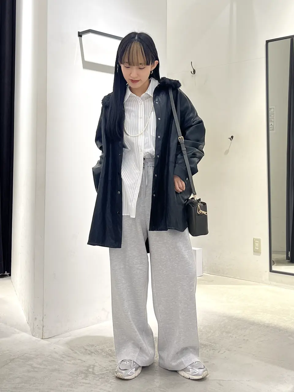 美品　Editt by YECCA VECCA フェイクレザーレイヤードブルゾン レザーライクシャツジャケット/YECCA VECCA（イェッカ ヴェッカ）の