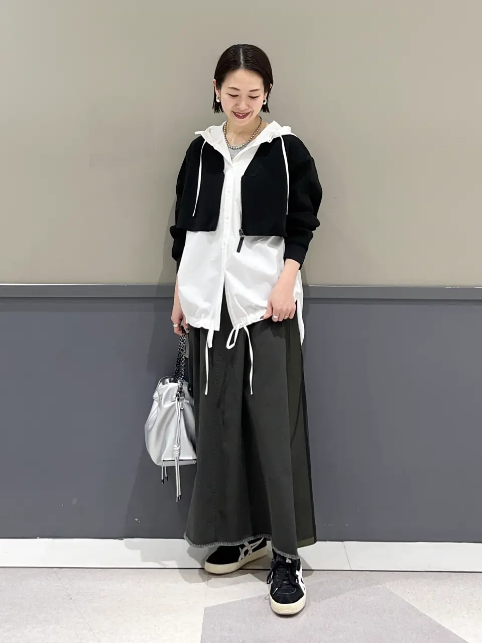 【ネイビー】ZIPニットレイヤードフーディーシャツ ZIPニットレイヤードフーディーシャツ/YECCA VECCA（イェッカ ヴェッカ
