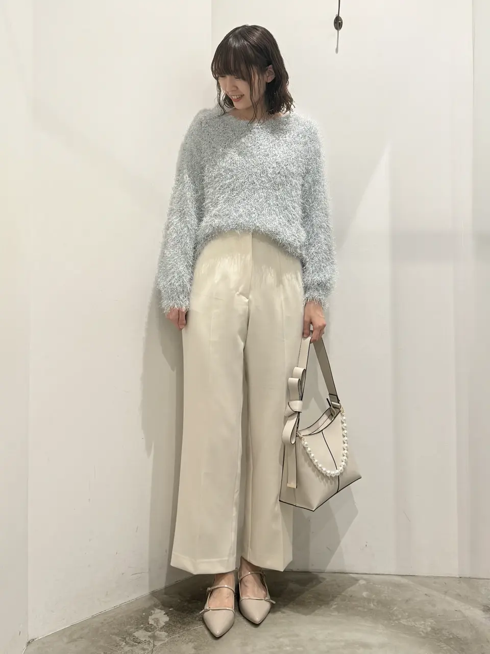 YECCA VECCA ラメシャギーニット F ライトベージュ YECCA VECCA（イェッカヴェッカ） ニット セーター ラメシャギーボート