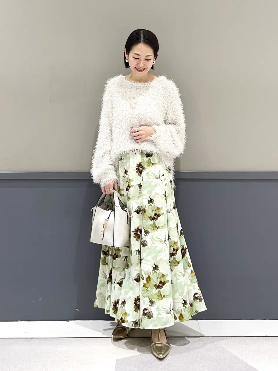 水彩フラワー柄マーメイドスカート/YECCA VECCA（イェッカ ヴェッカ