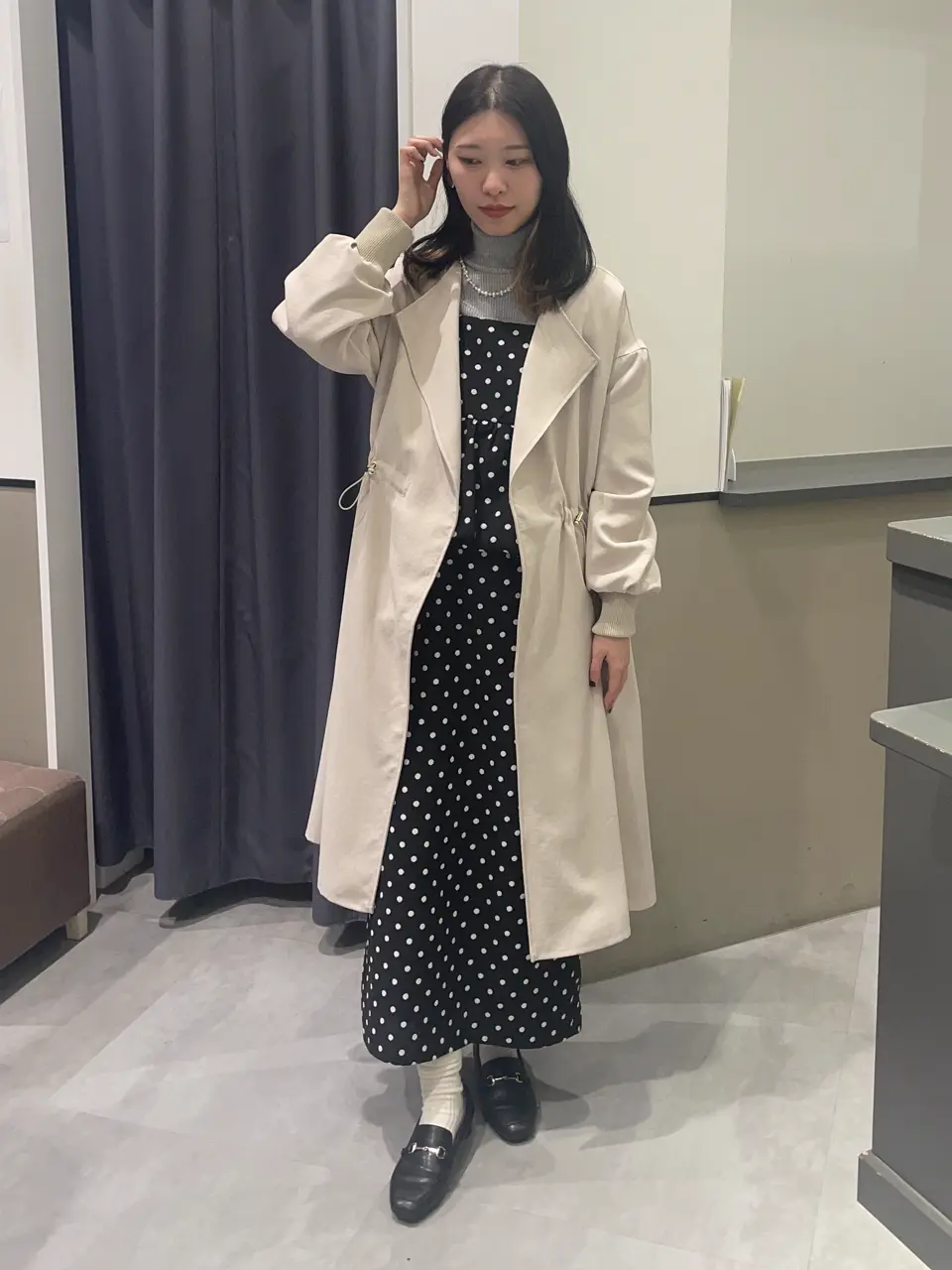 ノーカラーラペルロングコート/YECCA VECCA（イェッカ ヴェッカ）の