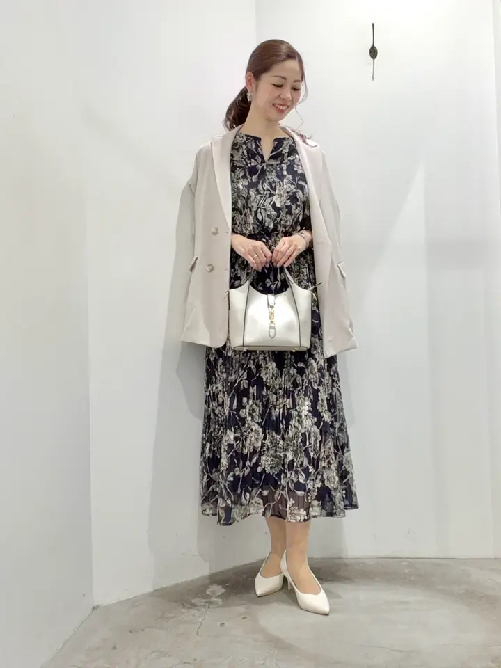 追加生産】フラワー柄シアープリーツワンピース/YECCA VECCA（イェッカ