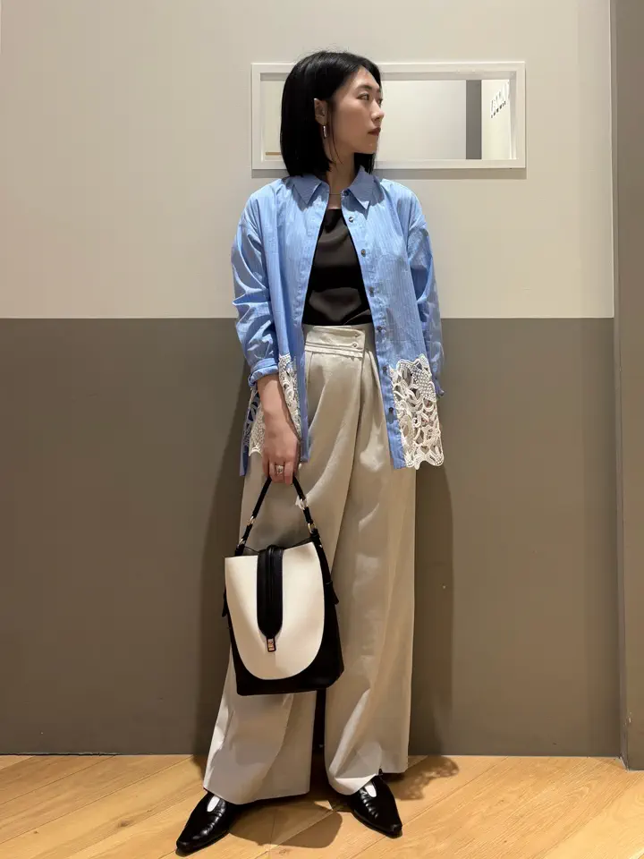 【オフホワイト】レースヘムロングシャツ YECCA VECCA｜レースヘムロングシャツ | Rakuten Fashion(楽天