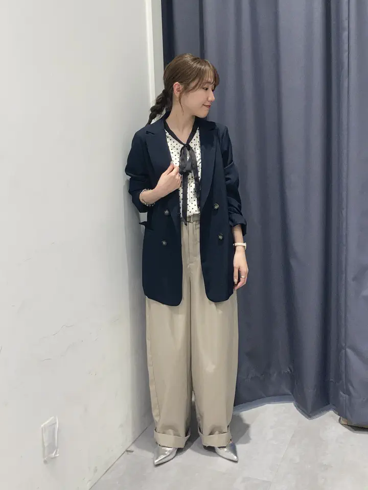 【ブラック】ドットパネル柄リボンブラウス ドットパネル柄リボンブラウス/YECCA VECCA（イェッカ ヴェッカ）の