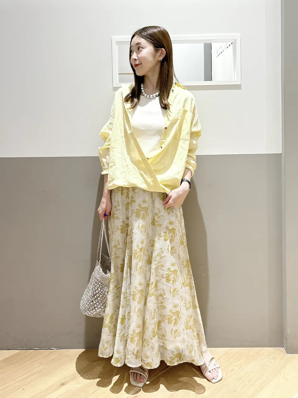 ボタニカル柄シアーロングスカート/YECCA VECCA（イェッカ ヴェッカ