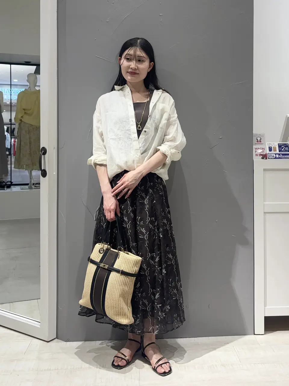 ボタニカル柄シアーロングスカート/YECCA VECCA（イェッカ ヴェッカ