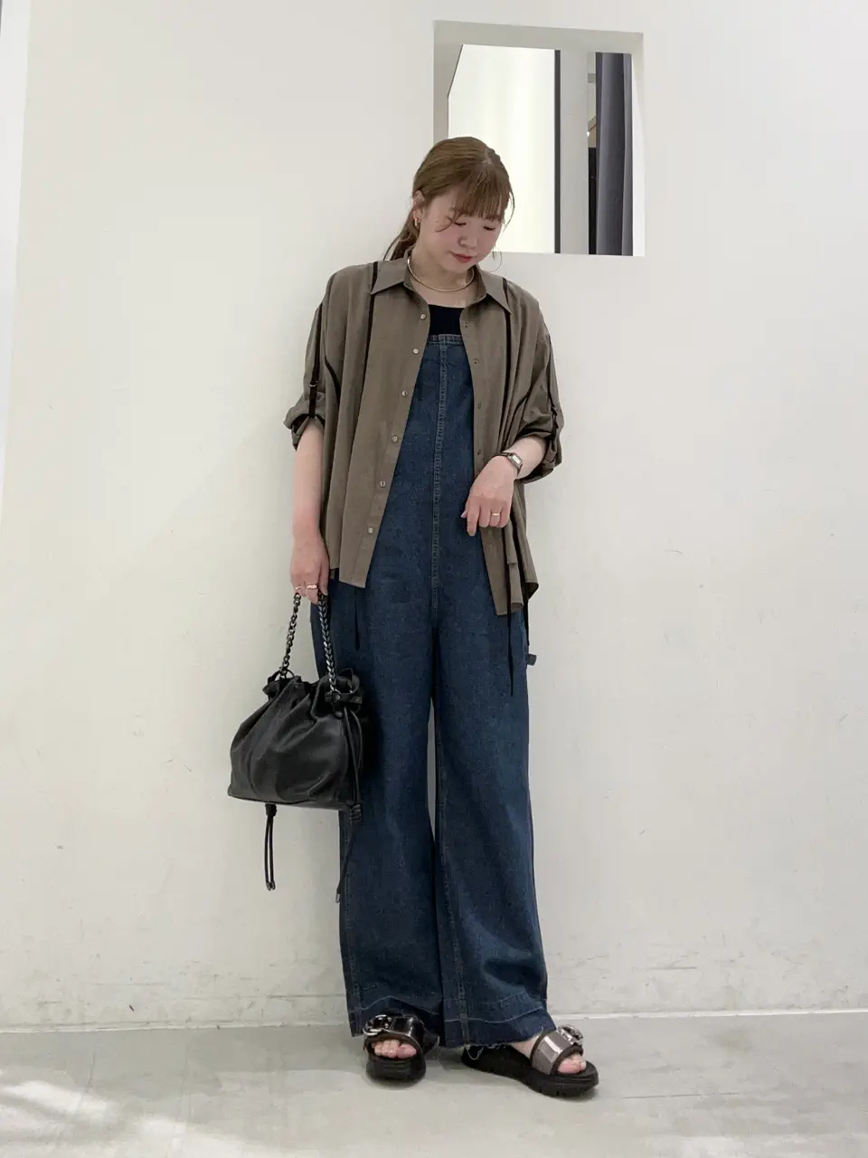 YAECA ダークブルー サロペット レディース 綿麻デニムサロペット/YECCA VECCA（イェッカ ヴェッカ）のサロペット