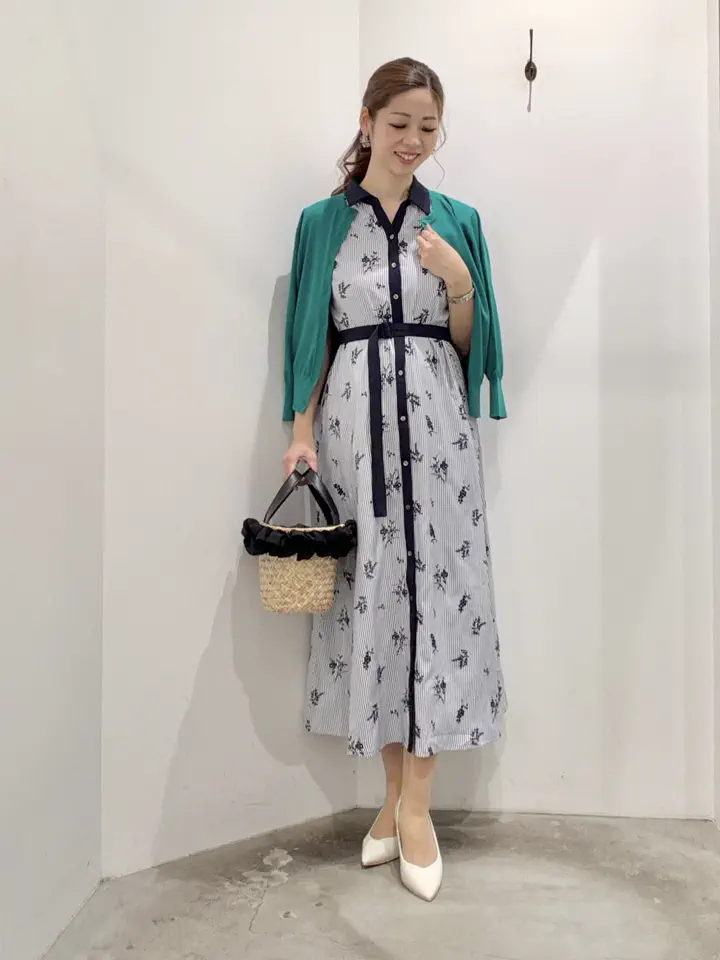 ストライプ柄フラワー刺繍ワンピース/YECCA VECCA（イェッカ ヴェッカ
