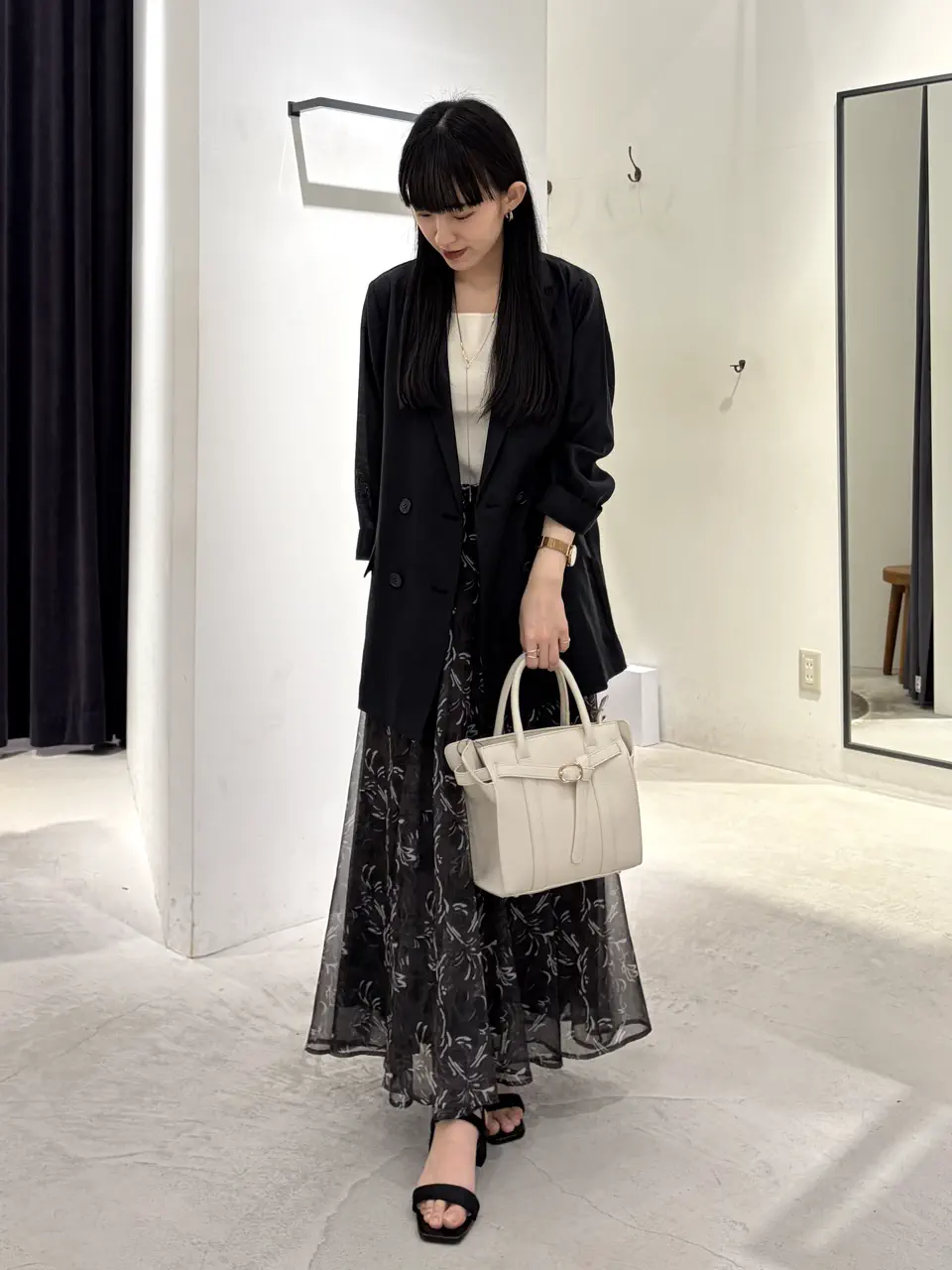 ボタニカル柄シアーロングスカート/YECCA VECCA（イェッカ ヴェッカ