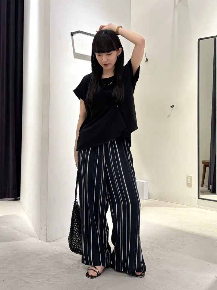 ラインアートプリント ワイドパンツ アートプリントスリットワイドパンツ/YECCA VECCA（イェッカ ヴェッカ