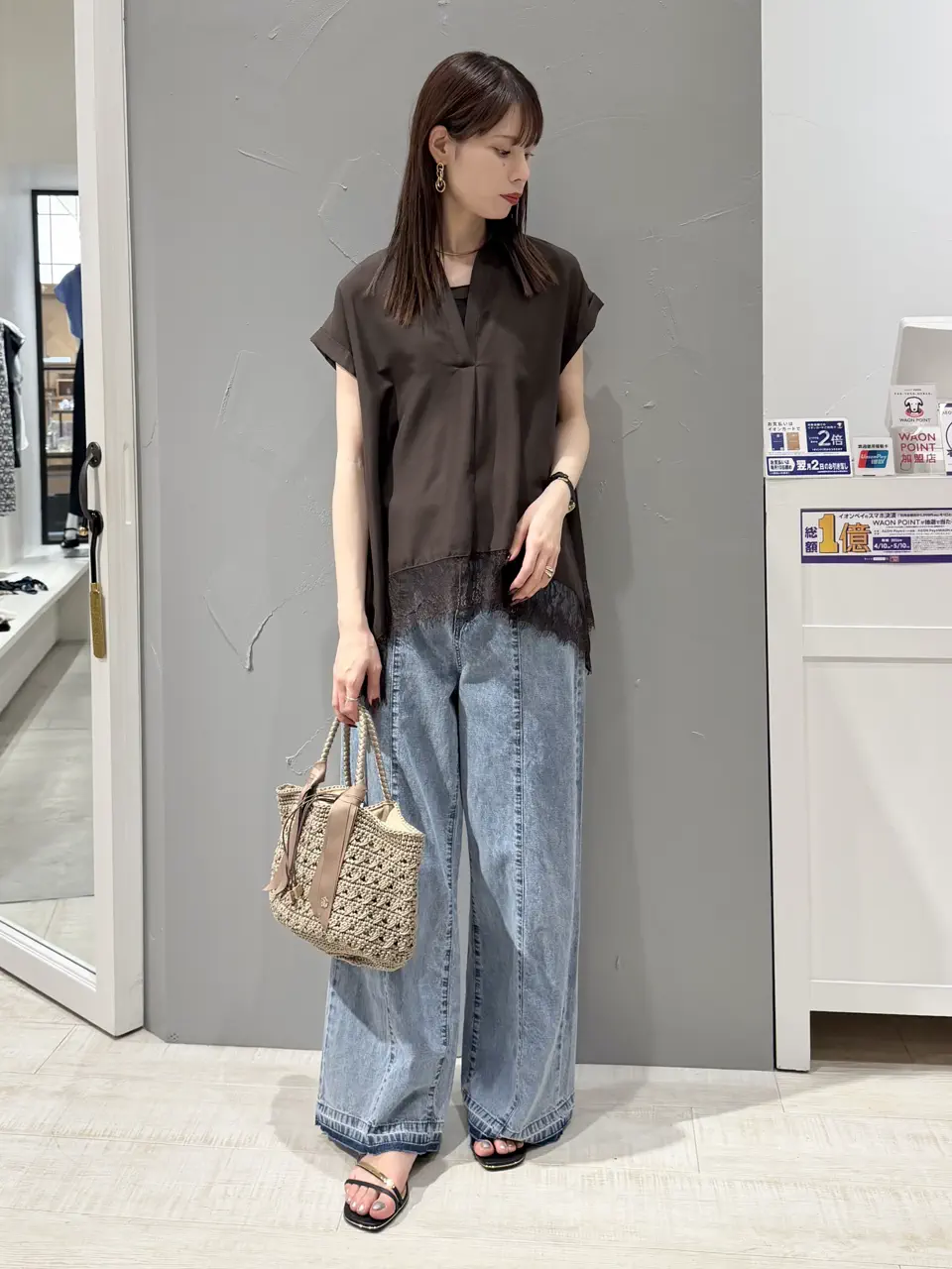 尾崎紗代子さん着用】綿麻バギーデニムパンツ/YECCA VECCA（イェッカ