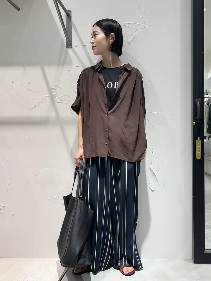 ラインアートプリント ワイドパンツ 3営業日発送】アートプリント