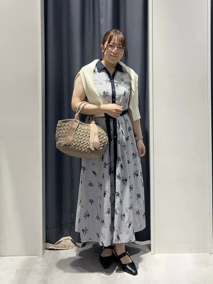ストライプ柄フラワー刺繍ワンピース/YECCA VECCA（イェッカ ヴェッカ
