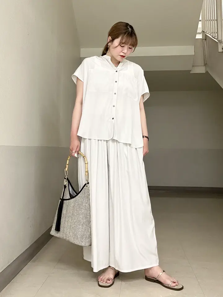 接触冷感/セットアップ可能】シルキータックワイドパンツ/YECCA VECCA