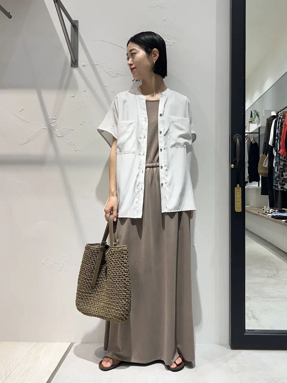 接触冷感】カットノースリーブワンピース/YECCA VECCA（イェッカ