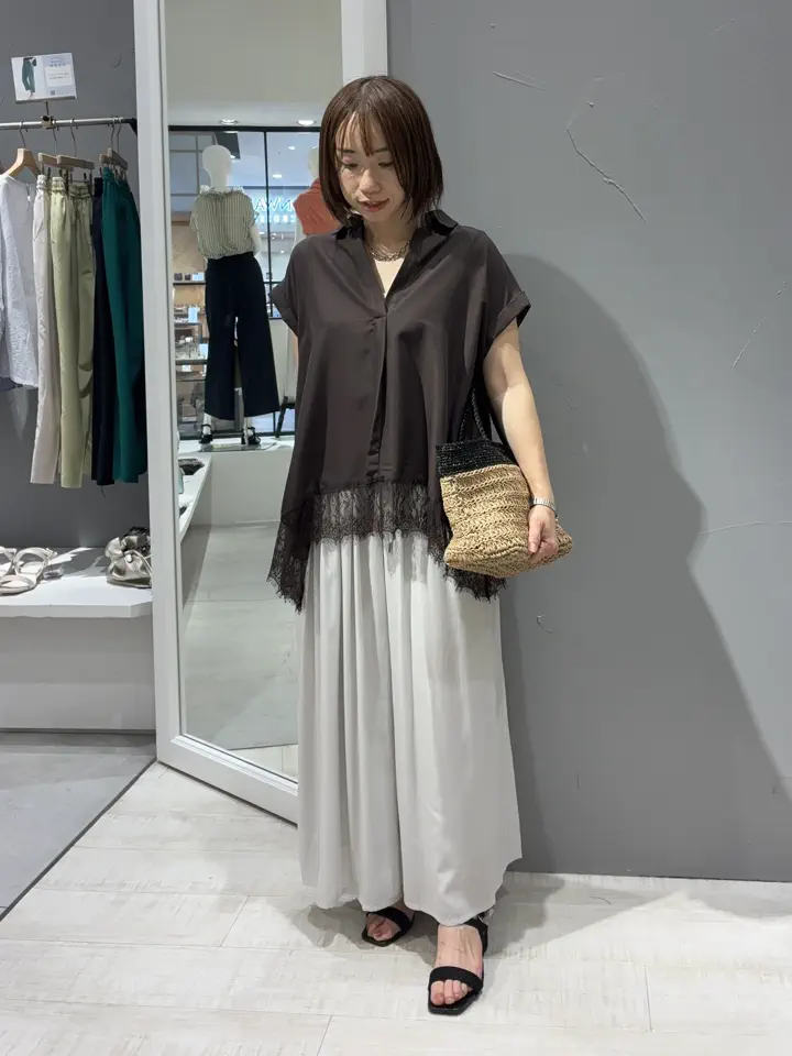 接触冷感/セットアップ可能】シルキータックワイドパンツ/YECCA VECCA