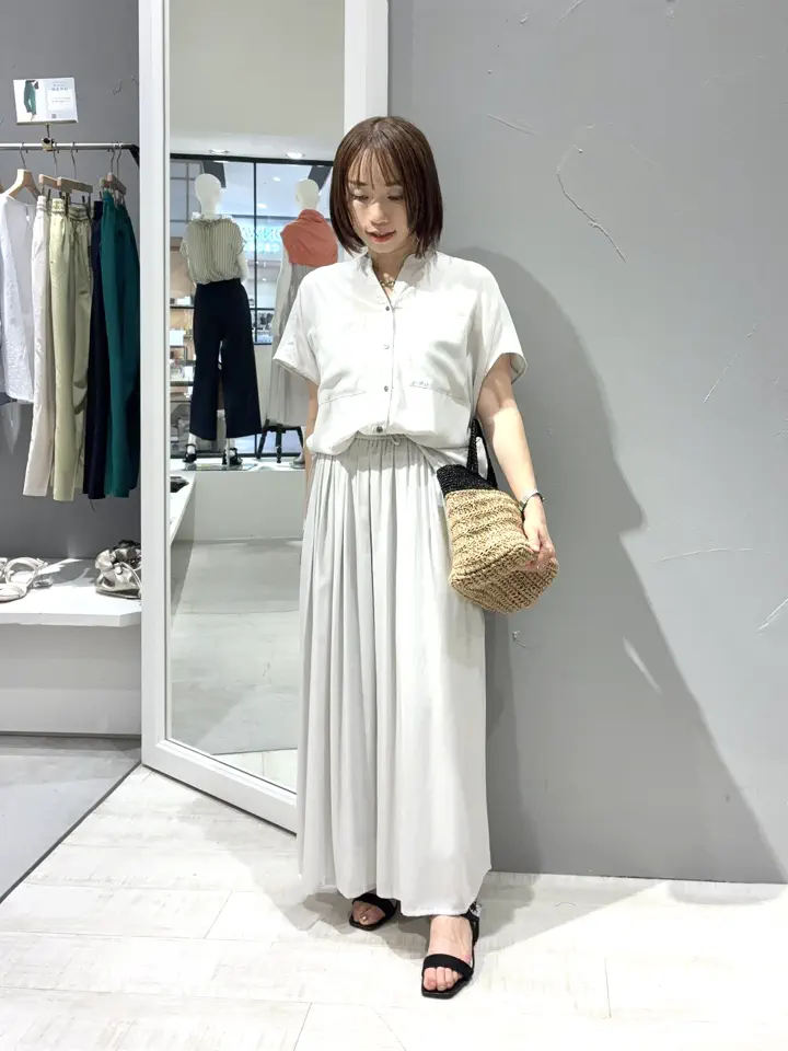 接触冷感/セットアップ可能】シルキータックワイドパンツ/YECCA VECCA
