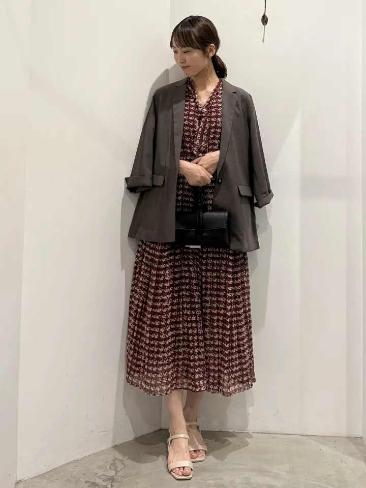 チェック柄ボウタイプリーツワンピース/YECCA VECCA（イェッカ
