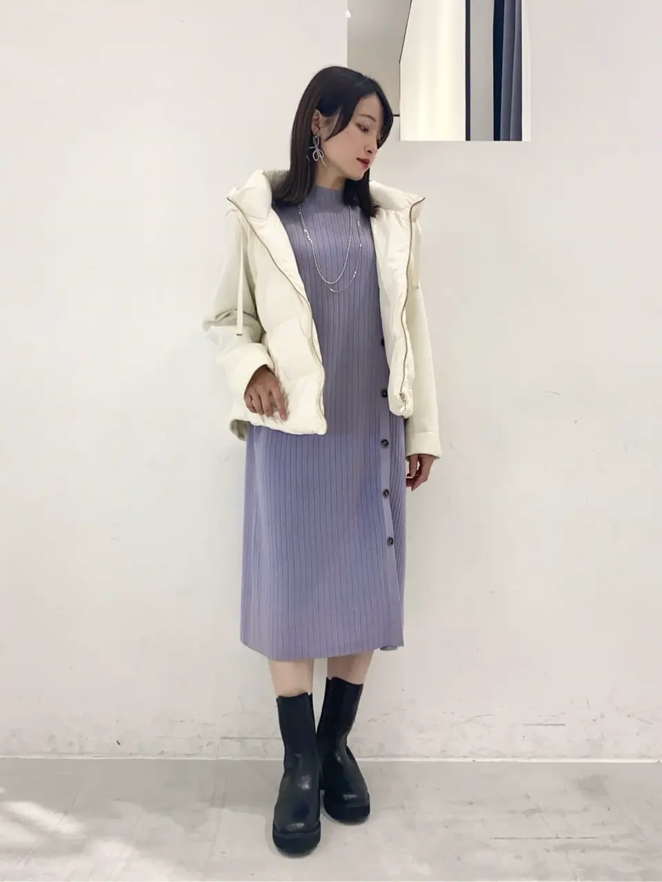 中綿×カットボンディングZIPフーディー/YECCA VECCA（イェッカ