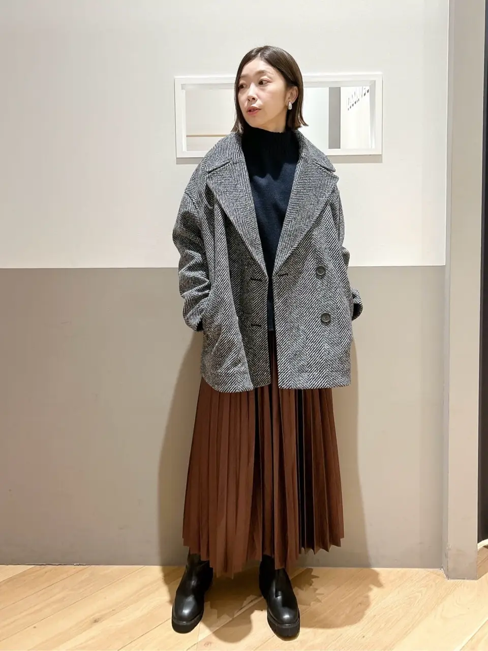 ヘリンボーン柄Pコート/YECCA VECCA（イェッカ ヴェッカ）のその他