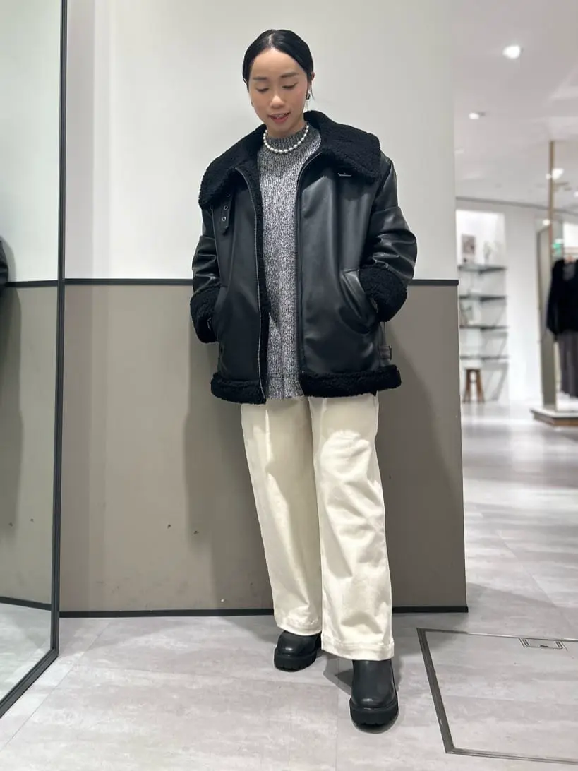 ボアMIXフェイクレザージャケット/YECCA VECCA（イェッカ ヴェッカ）の