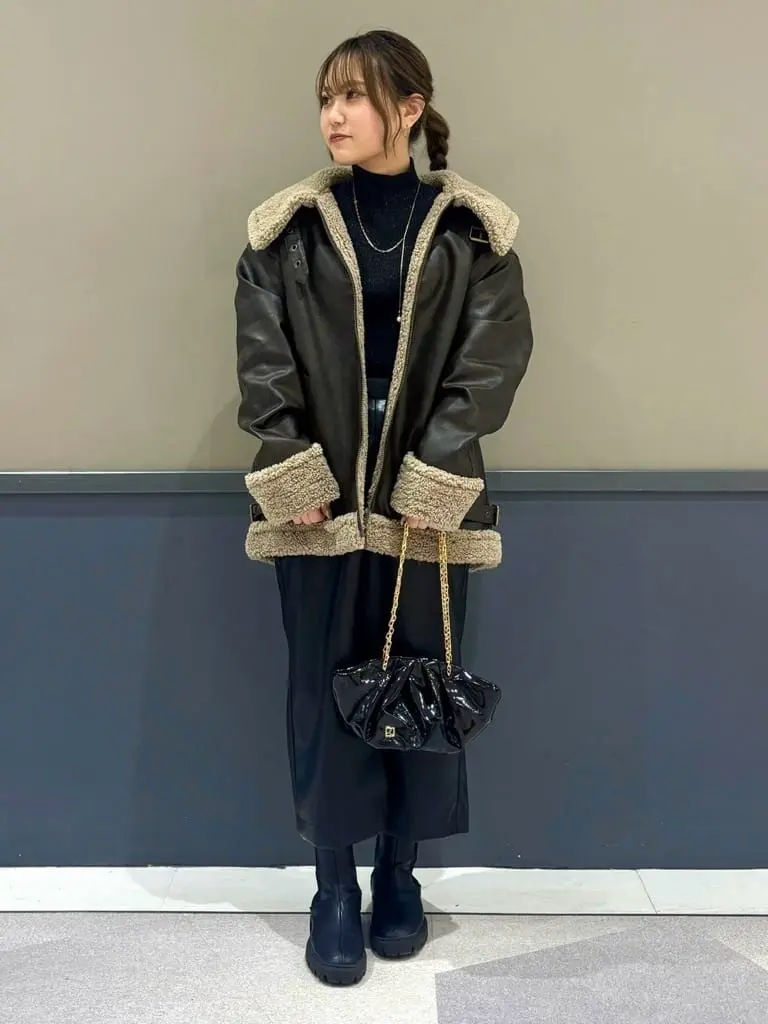 ボアMIXフェイクレザージャケット/YECCA VECCA（イェッカ ヴェッカ）の