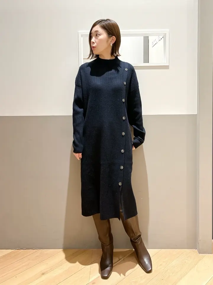 釦デザインハイネックニットワンピース/YECCA VECCA（イェッカ